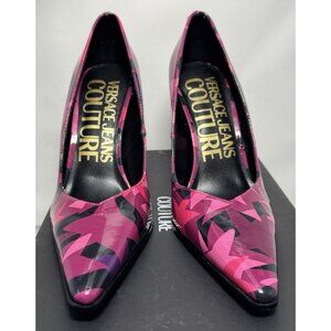 The Versace Jeans Couture Sadie Geometric Patent Pumps Shoe Size 6.5 EU37